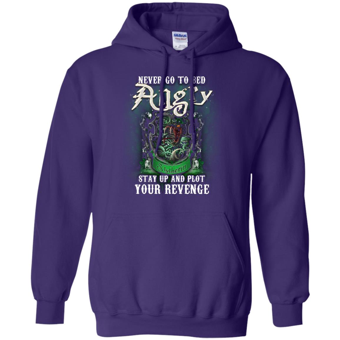 Never Go To Bed Angry Stay Up And Plot Your Revenge Slytherin House Harry Potter Shirt Purple