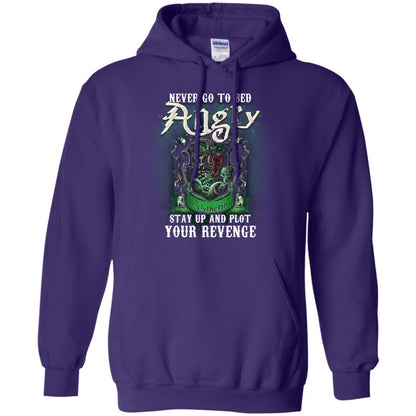 Never Go To Bed Angry Stay Up And Plot Your Revenge Slytherin House Harry Potter Shirt Purple