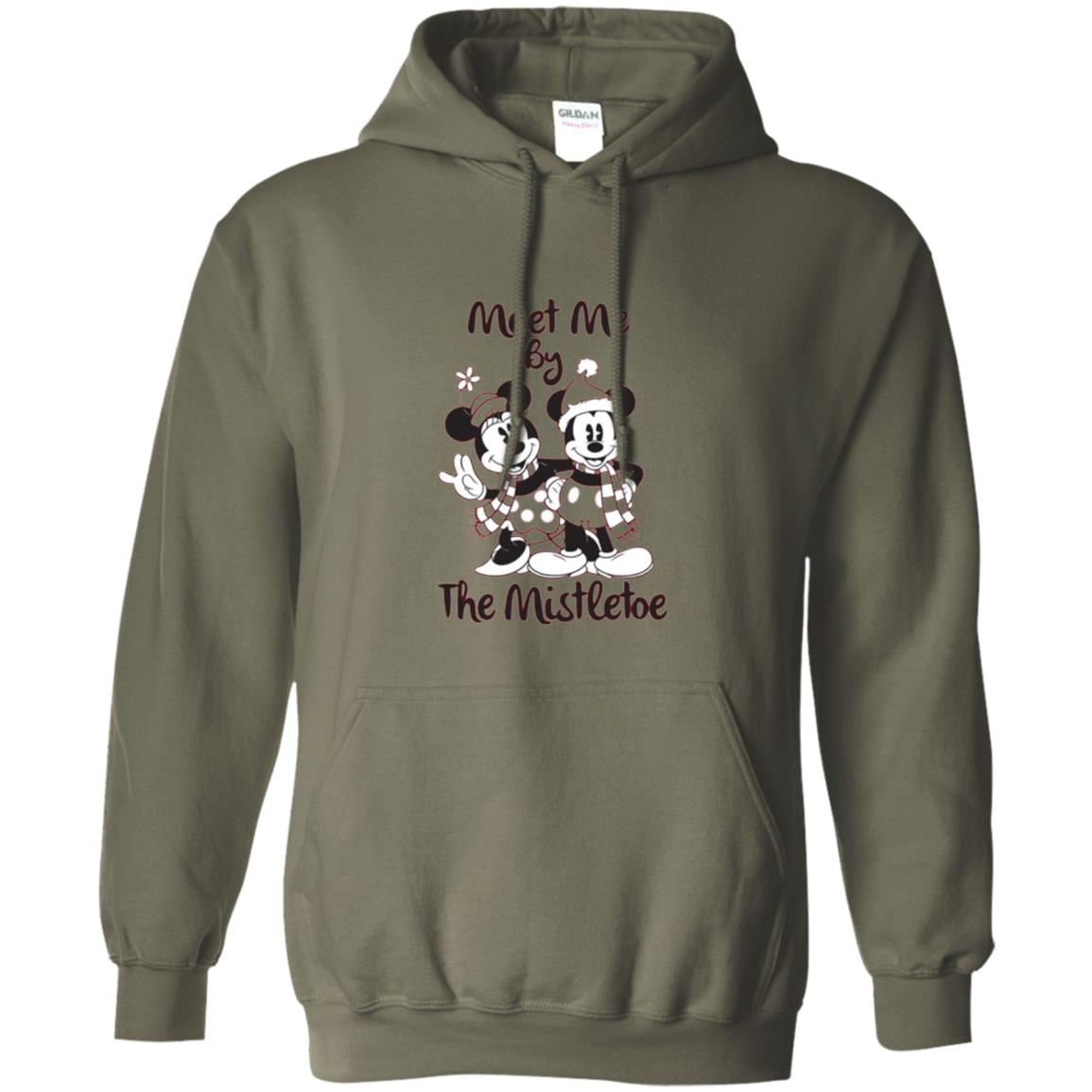 Christmas T-shirt Meet Me By Mistletoe Military Green