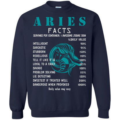 Aries Facts 1 Awesome Zodiac Sign Gift Shirt For Aries Horoscope Navy