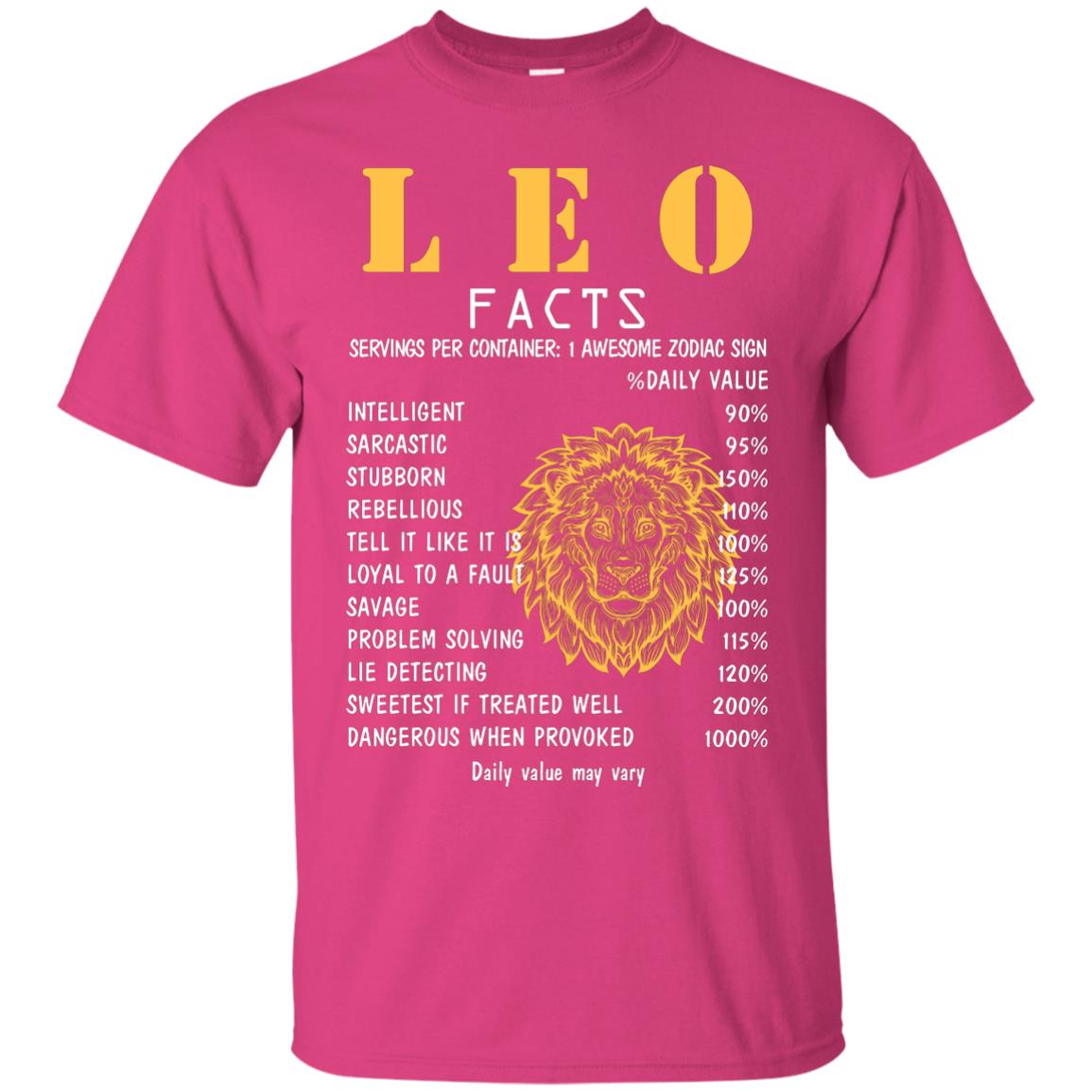 Leo Facts 1 Awesome Zodiac Sign Gift Shirt For Leo Horoscope Heliconia