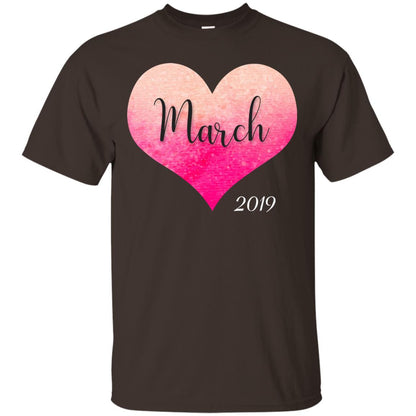 Pregnancy Reveal Announcement Party March 2019 Shirt Dark Chocolate