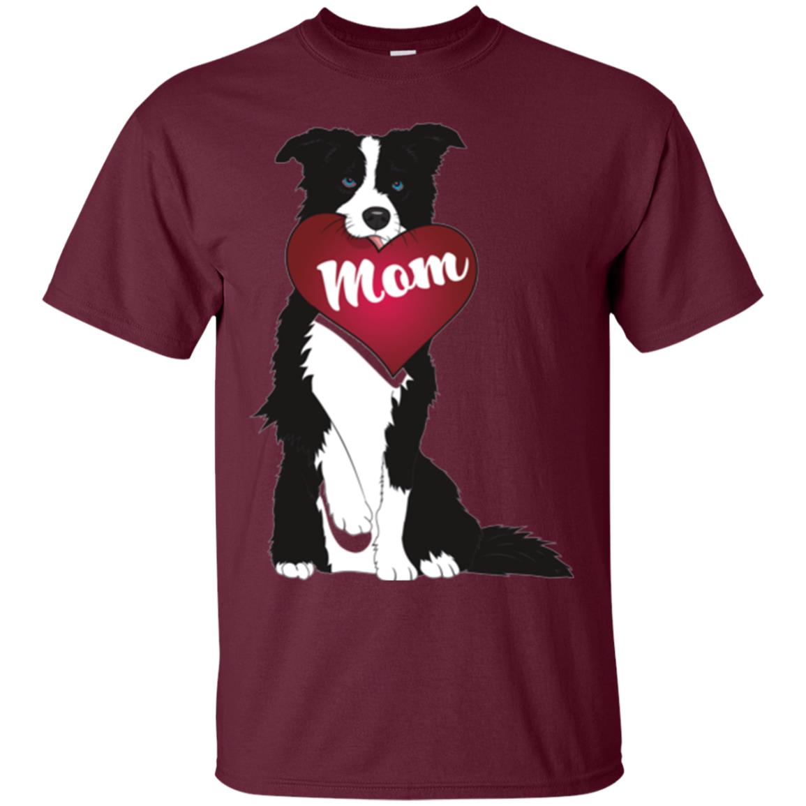 Dog Lover T-sshirt Border Collie Fetching Valentine Heart Maroon
