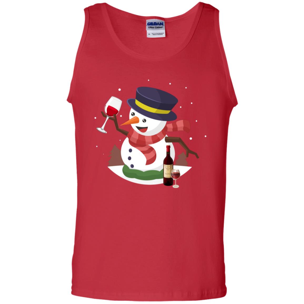 Snowman Cheer Up Wine Drinking Lovers Merry X-mas Gift Shirt Red