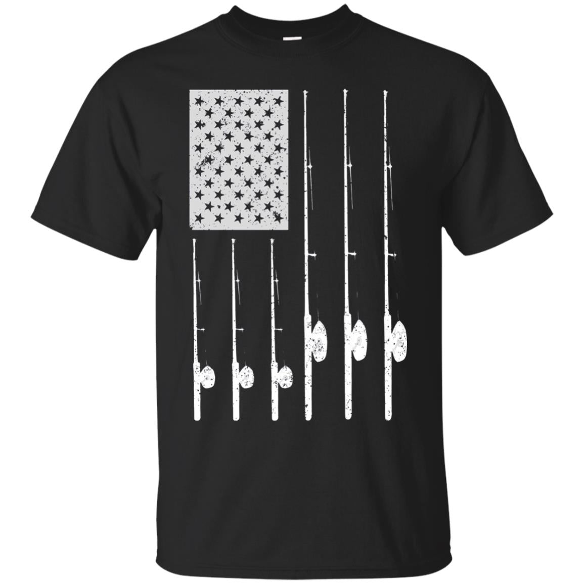 Patriotic Fishing With American Usa Flag Fisherman T-shirt Black