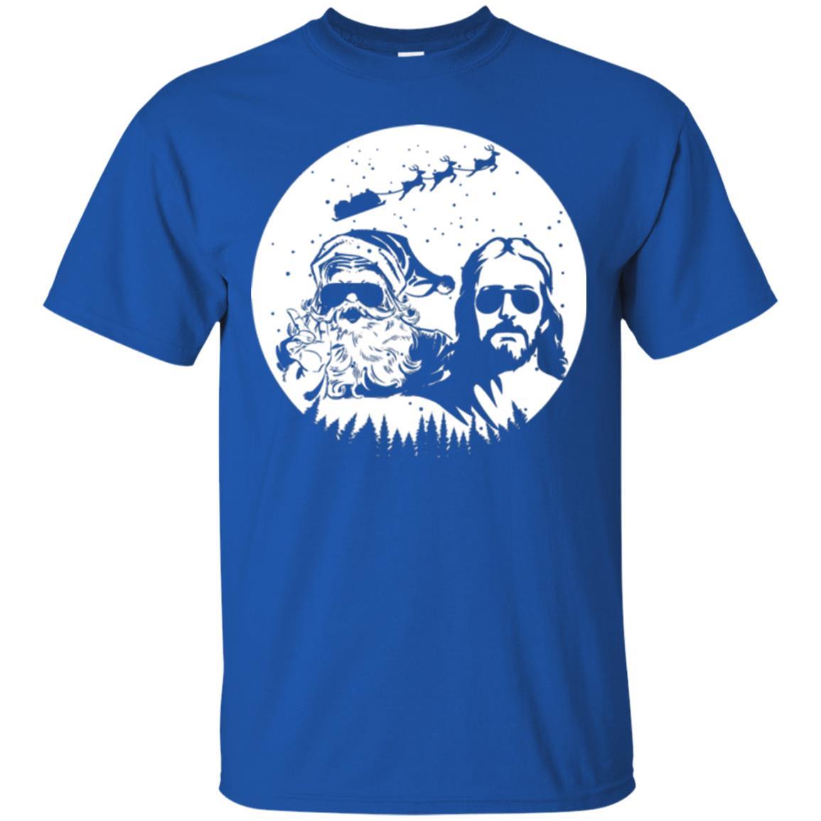 Christmas T-shirt Jesus And Santa Claus Royal