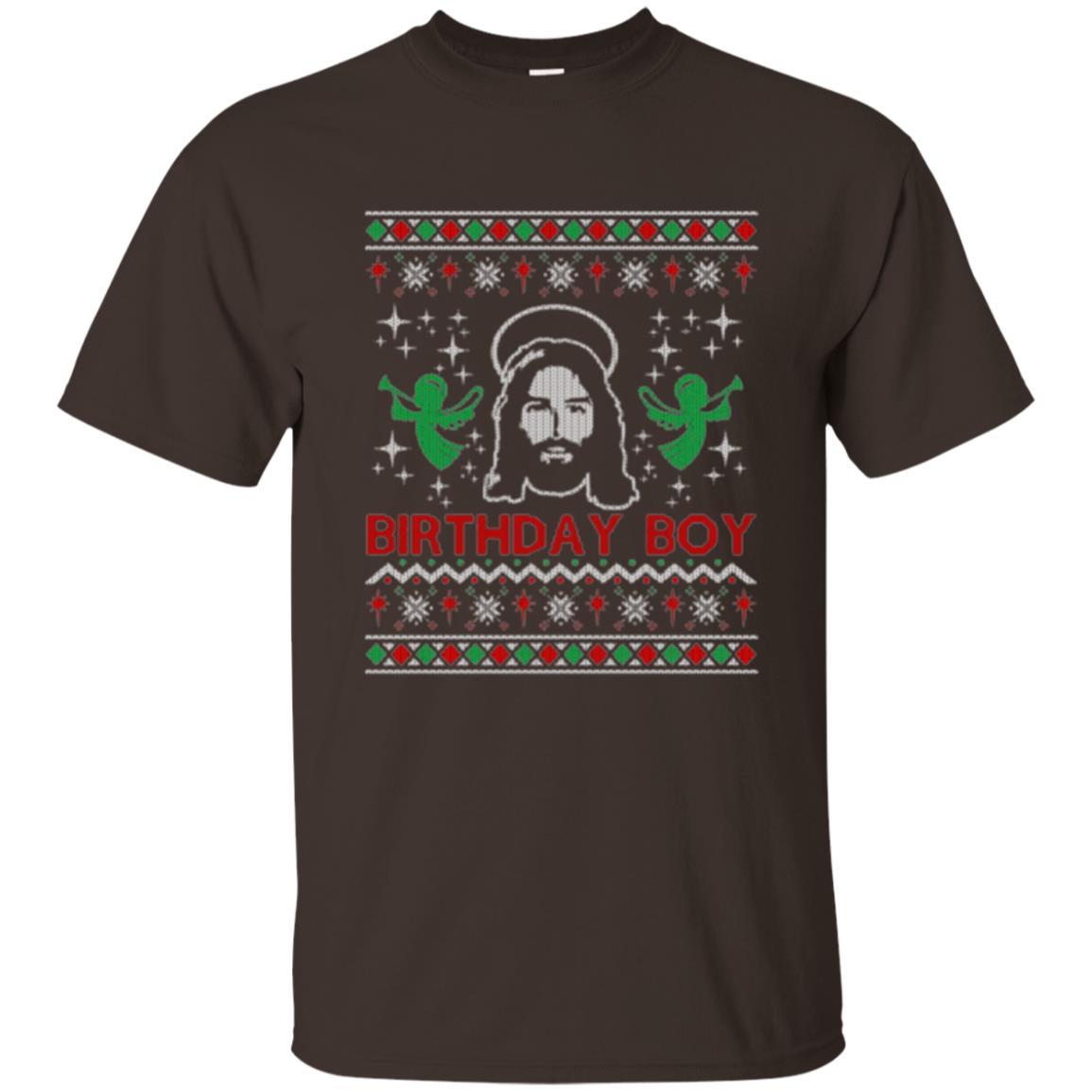 Christmas T-shirt Jesus Birthday Boy Ugly Christmas Sweater Dark Chocolate