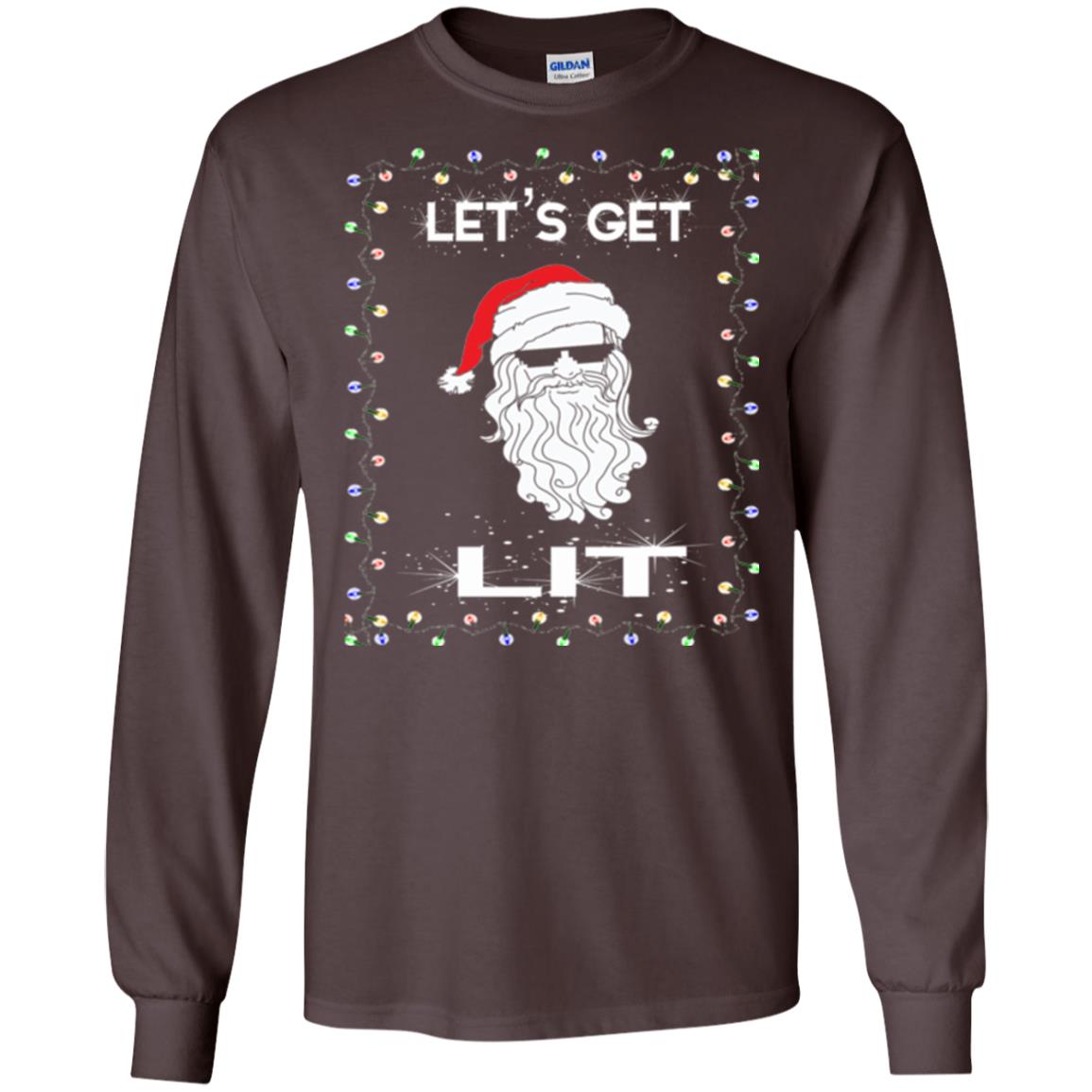 Christmas T-shirt Let_s Get Lit Dark Chocolate