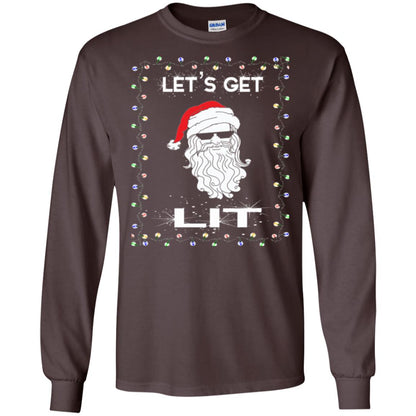 Christmas T-shirt Let_s Get Lit Dark Chocolate