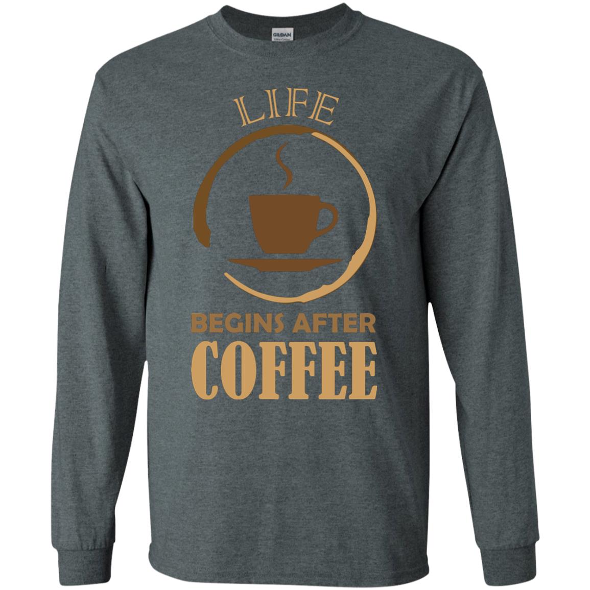 Life Begins After Coffee Shirt For Coffee Lover Dark Heather