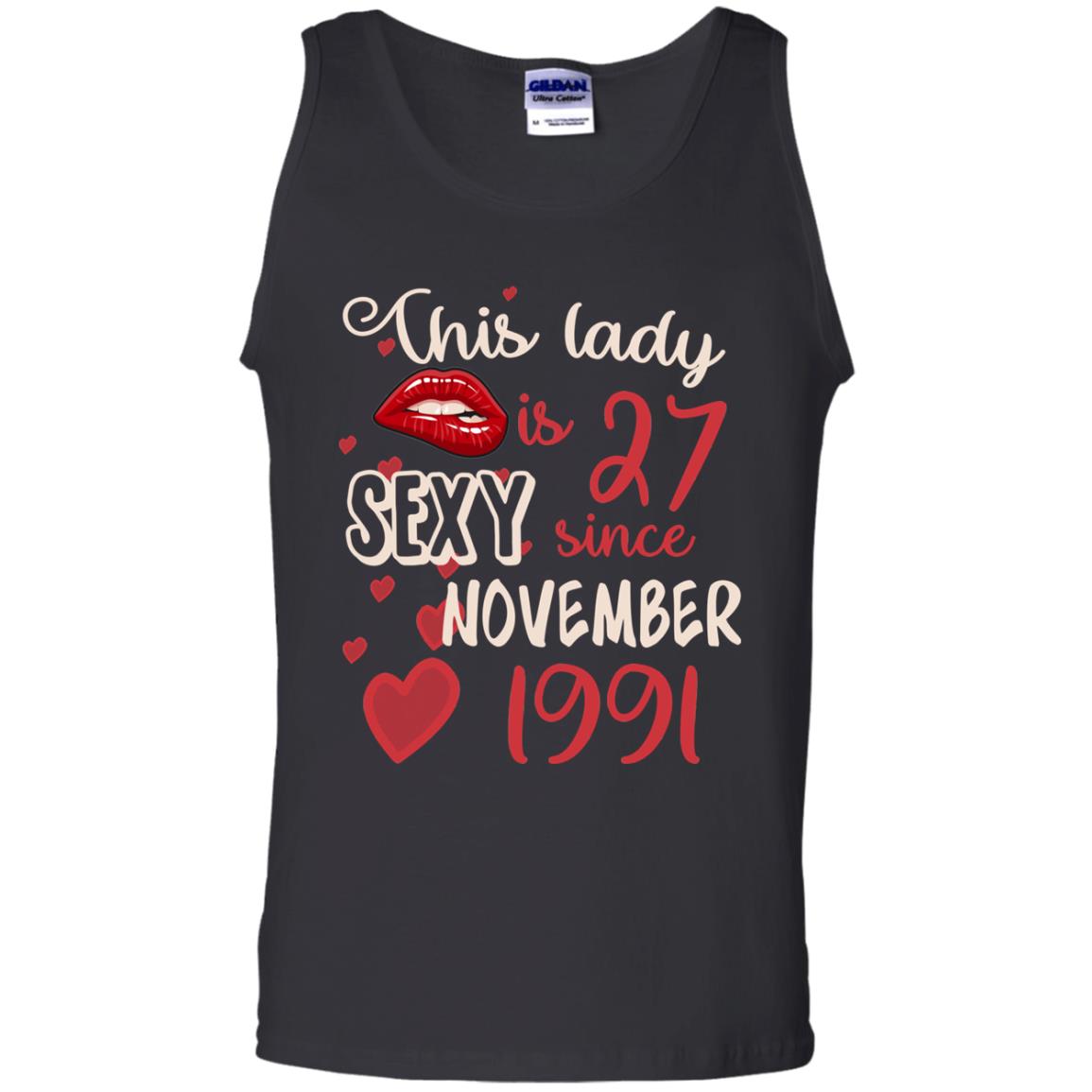 This Lady Is 27 Sexy Since November 1991 27th Birthday Shirt For November Womens Black