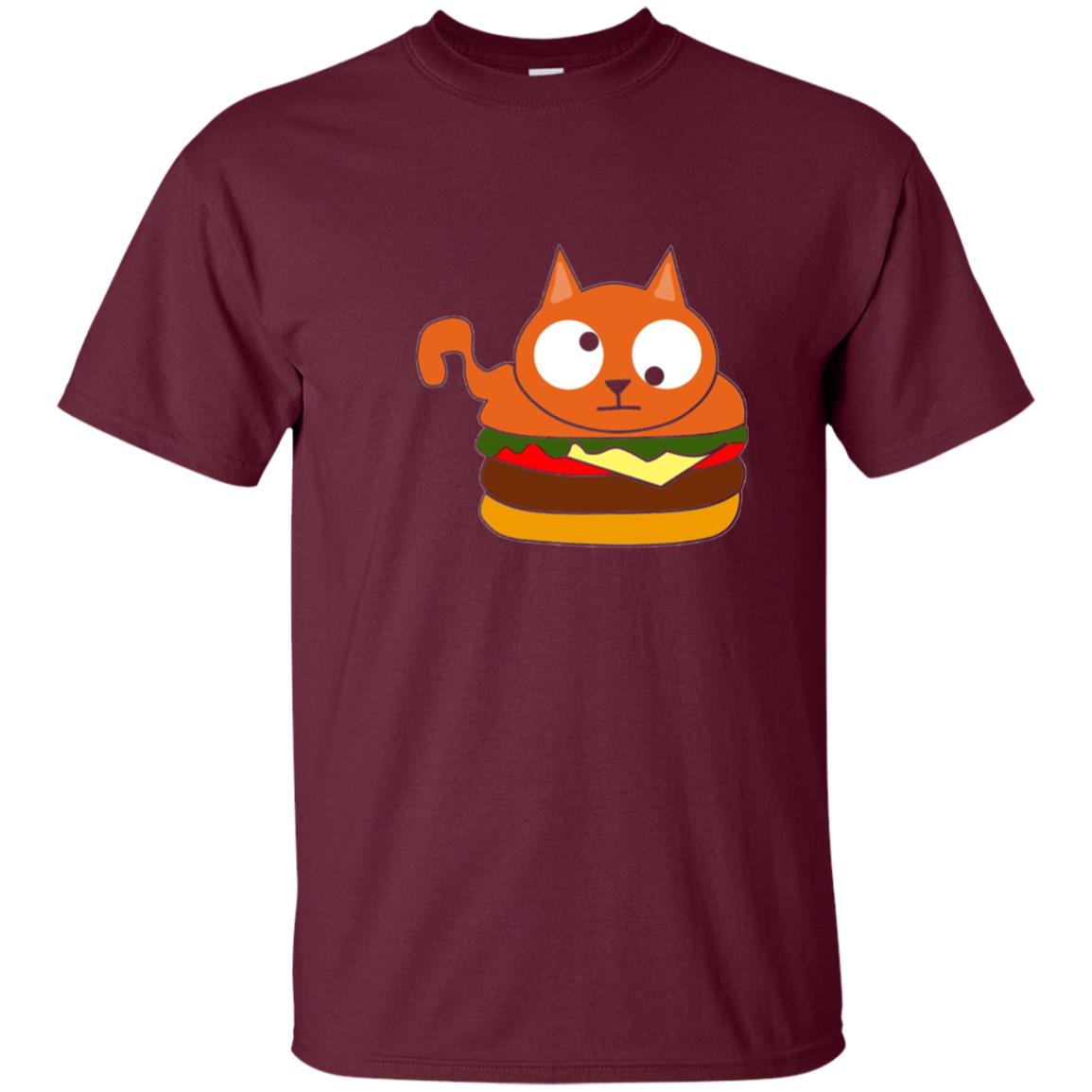 Chibi Kitty Burger Kawaii Cat Lovers Shirt Maroon