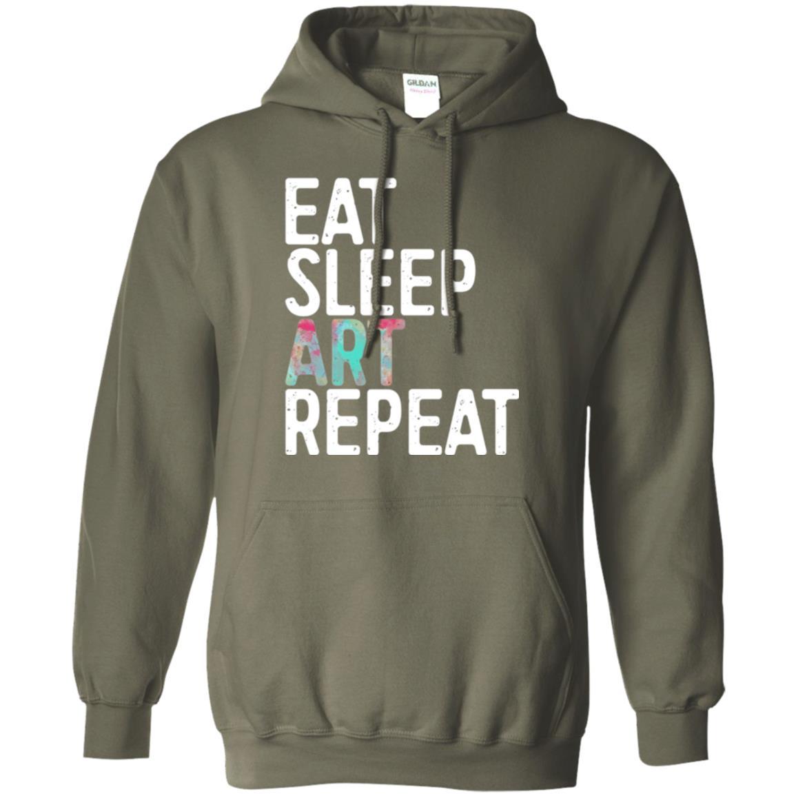 Artist T-shirt Eat Sleep Art Repeat Military Green