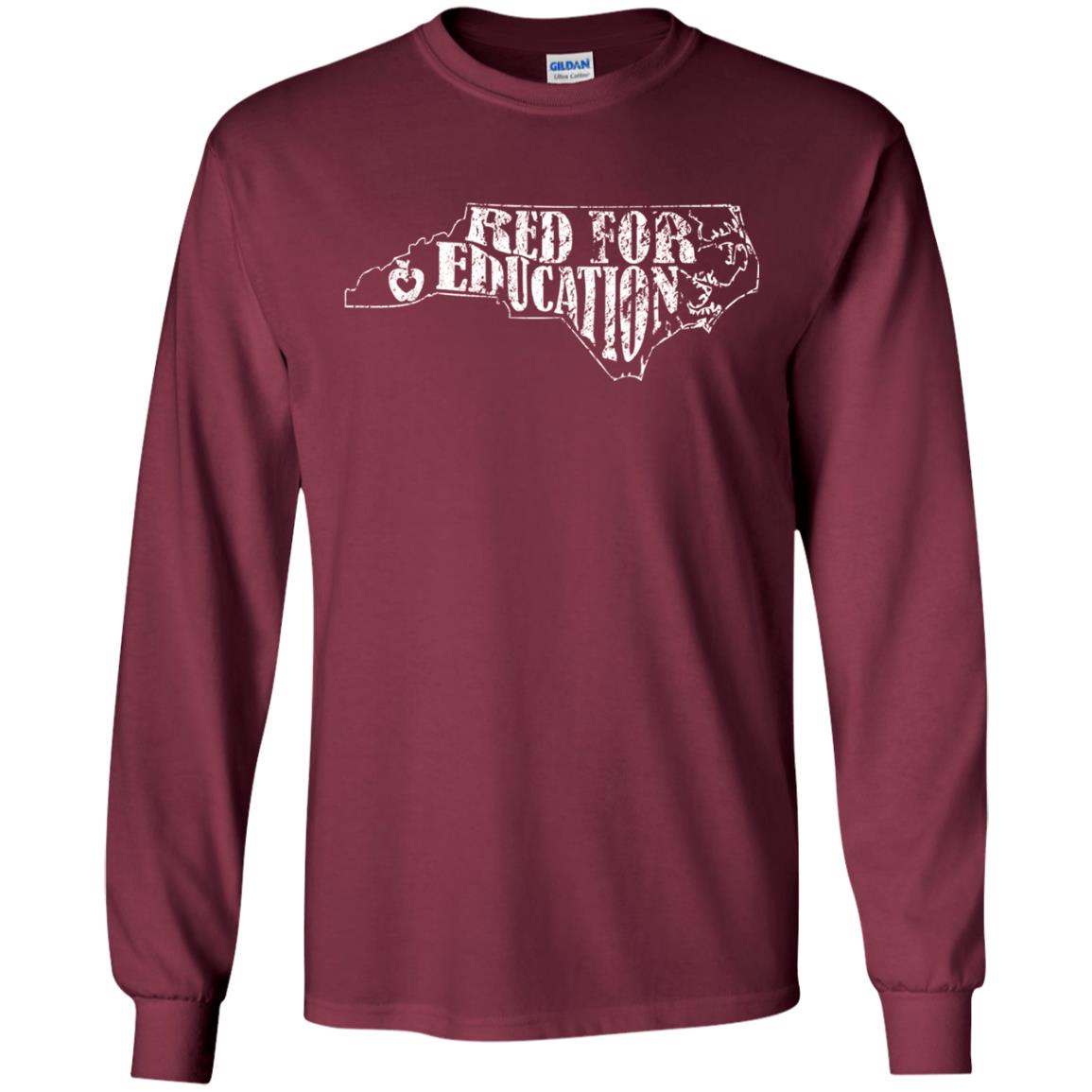 Distressed North Carolina Nc Red For Educator Shirt Maroon