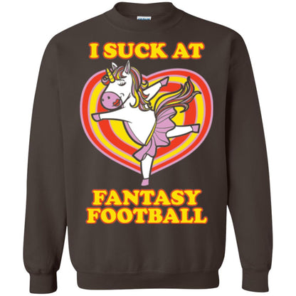 Funny Unicorn Loser T-shirt I Suck At Fantasy Football Dark Chocolate