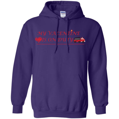 My Valentine Is On Duty Firefighter's Girlfriend Shirt Purple