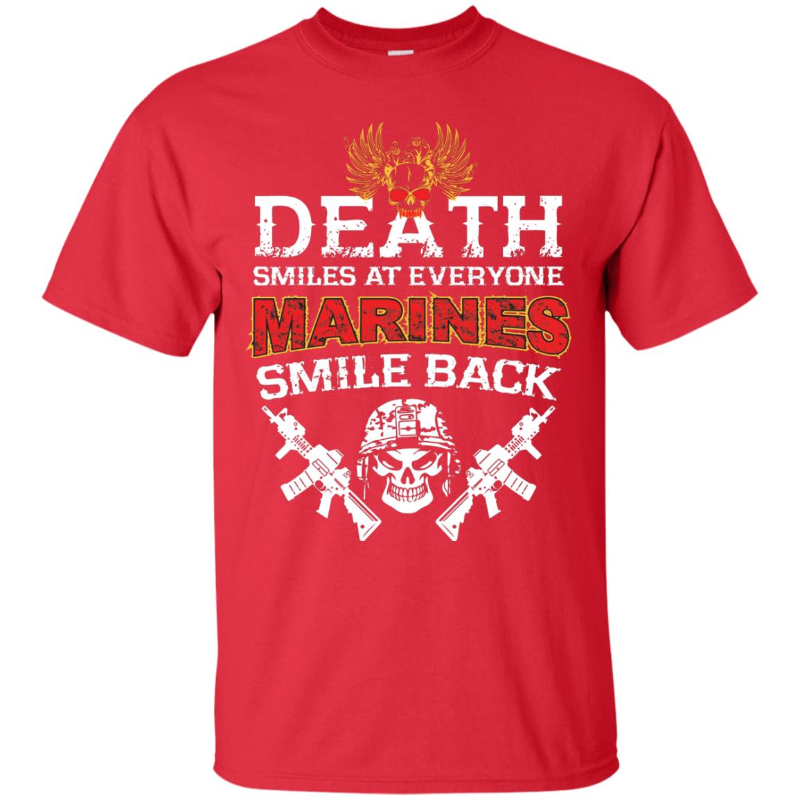 Death Smiles At Everyone Marines Smile Back Shirt Red