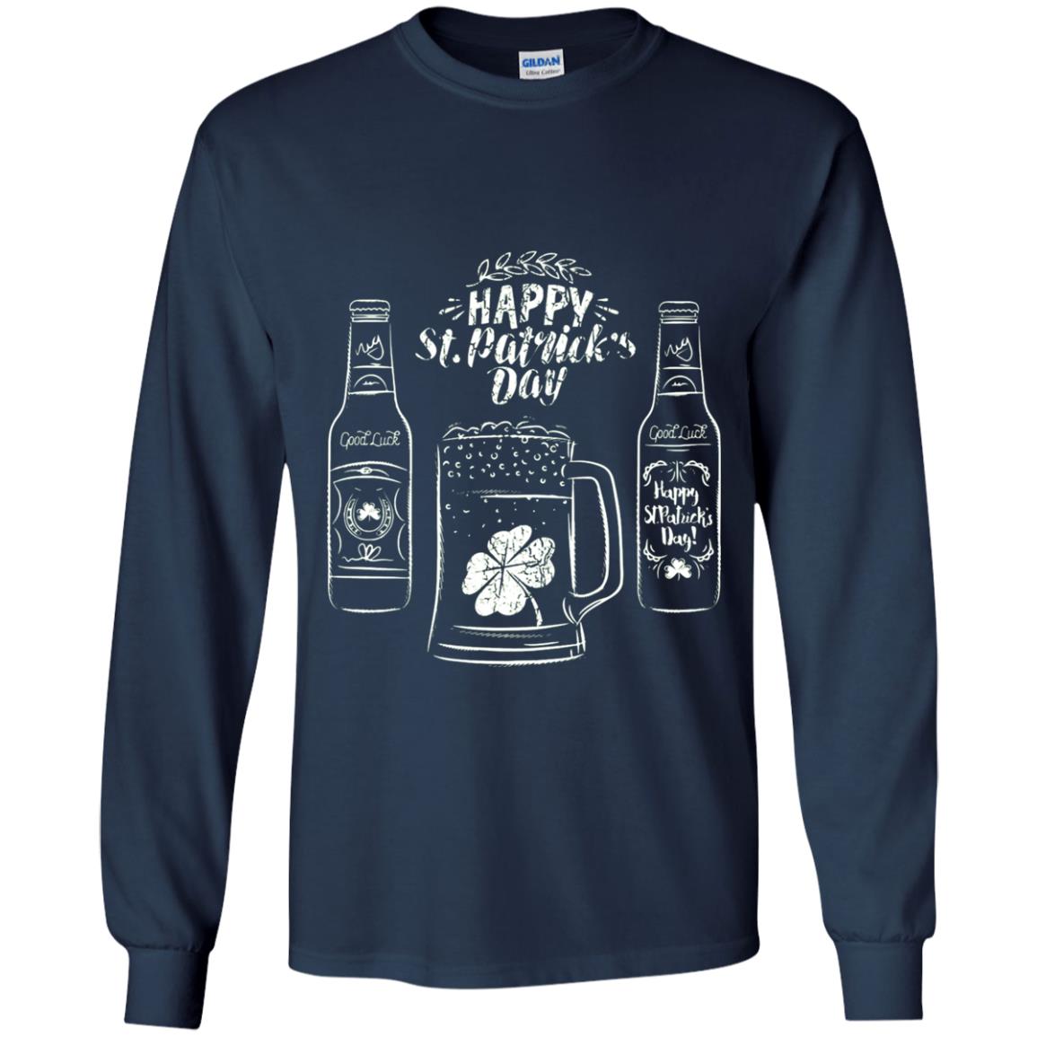 Happy St. Patrick_s Day Drinking Beer St Patrick_s Day T-shirt Navy