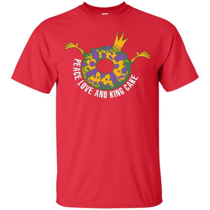 Mardi Gras T-shirt Peace Love And King Cake Red