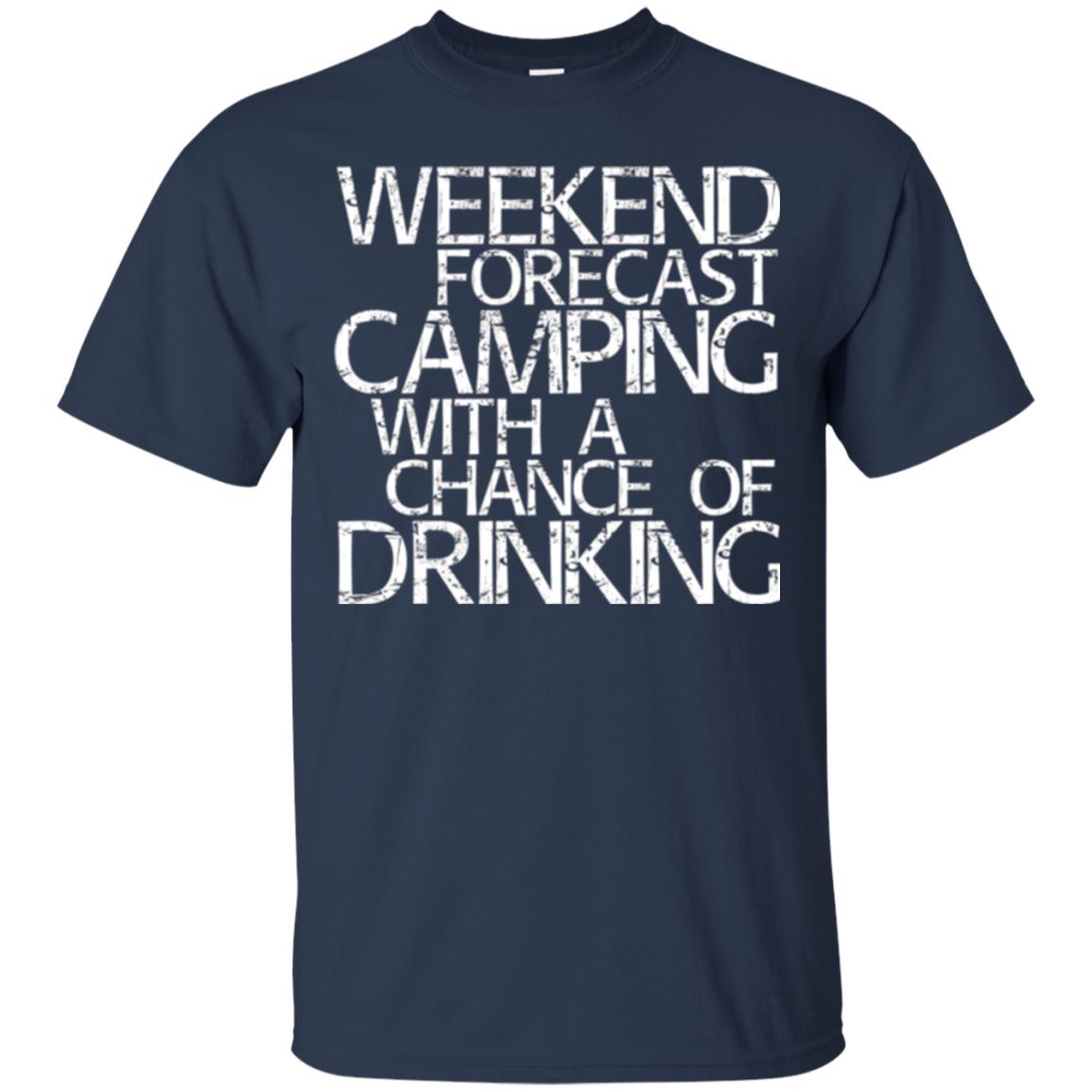 Wine Lovers T-shirt Weekend Forecast Camping Navy