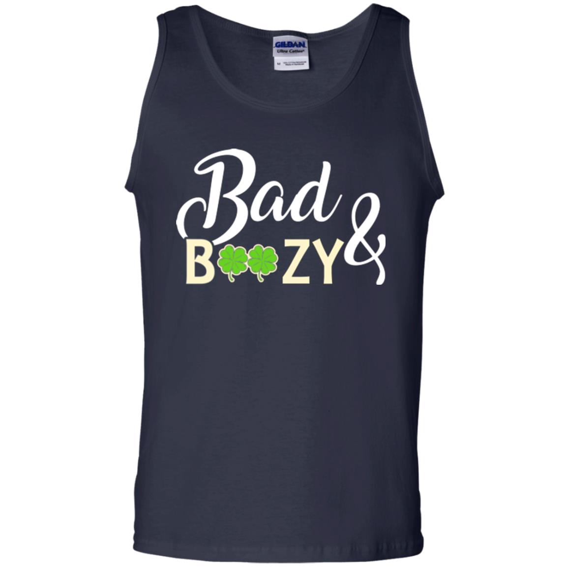Saint Patrick's Day T-shirt Bad And Boozy Shamrock Navy