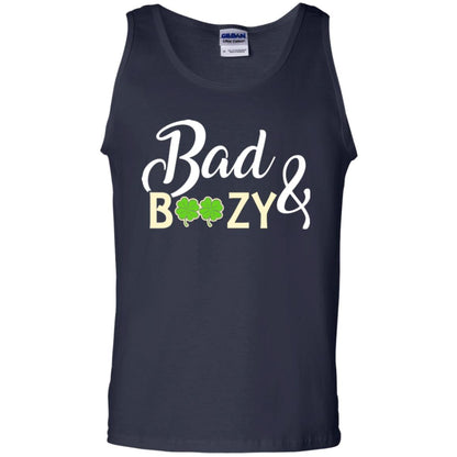 Saint Patrick's Day T-shirt Bad And Boozy Shamrock Navy