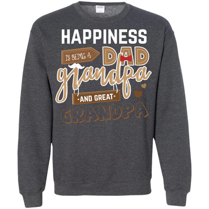 Happiness Is Being A Dad Grandpa And Great Grandpa Shirt Dark Heather