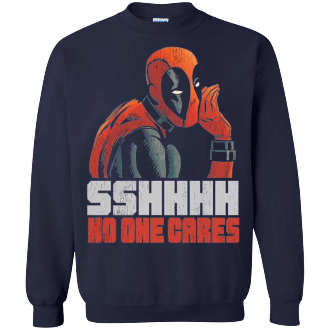 Marvel Deadpool T-shirt Sshhhh No One Cares Whisper Graphic Navy