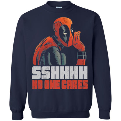 Marvel Deadpool T-shirt Sshhhh No One Cares Whisper Graphic Navy
