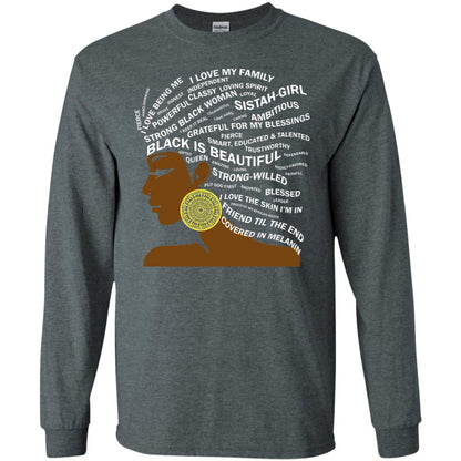 Black Is Beautiful Black History Month Word Art T-shirt Dark Heather