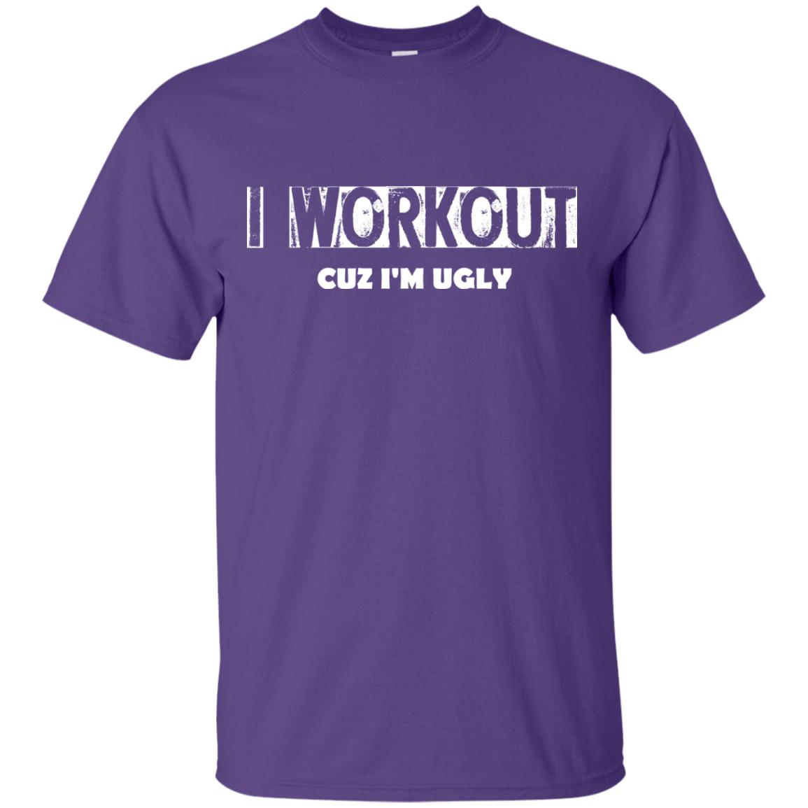 Gymer T-shirt I Workout Cuz I'm Ugly Purple