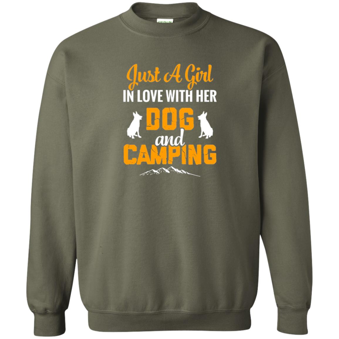 Just A Girl In Love With Her Dog And Camping Dog Lover T-shirt Military Green