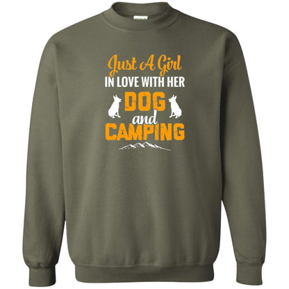 Just A Girl In Love With Her Dog And Camping Dog Lover T-shirt Military Green