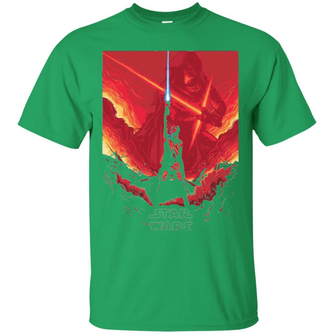 Film T-shirt Star Wars Last Jedi Rey Saber Reach Red Poster Irish Green