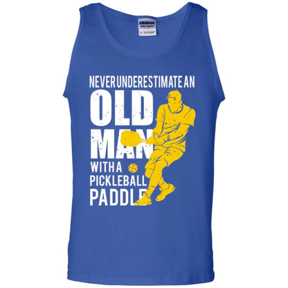 Never Underestimate Old Man With Pickleball Paddle Lover T-shirt Royal