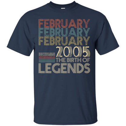 February Retro Classic Vintage 2005 The Birth Of Legends 13th Birthday T-shirt Navy