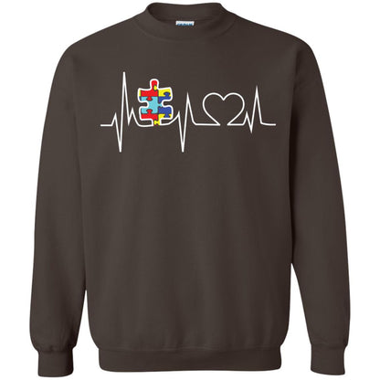Autism Puzzle Heartbeat Autism Awareness Shirt Dark Chocolate