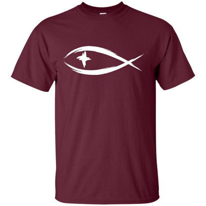 Jesus Fish Christian Shirt Maroon