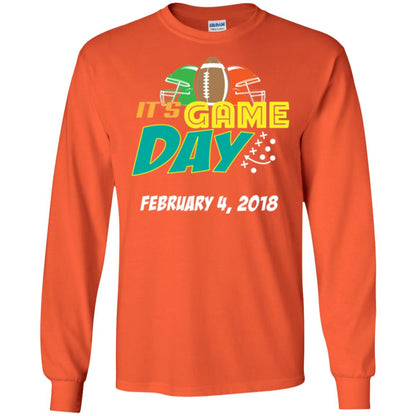 Football Lover T-shirt It_s Game Day February 4 2018 T-shirt Orange