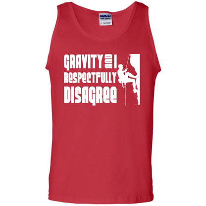 Funny Climbing T-shirt Gravity And I Disagree Red