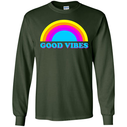 Rainbow Groovy Good Vibes T-shirt Forest Green