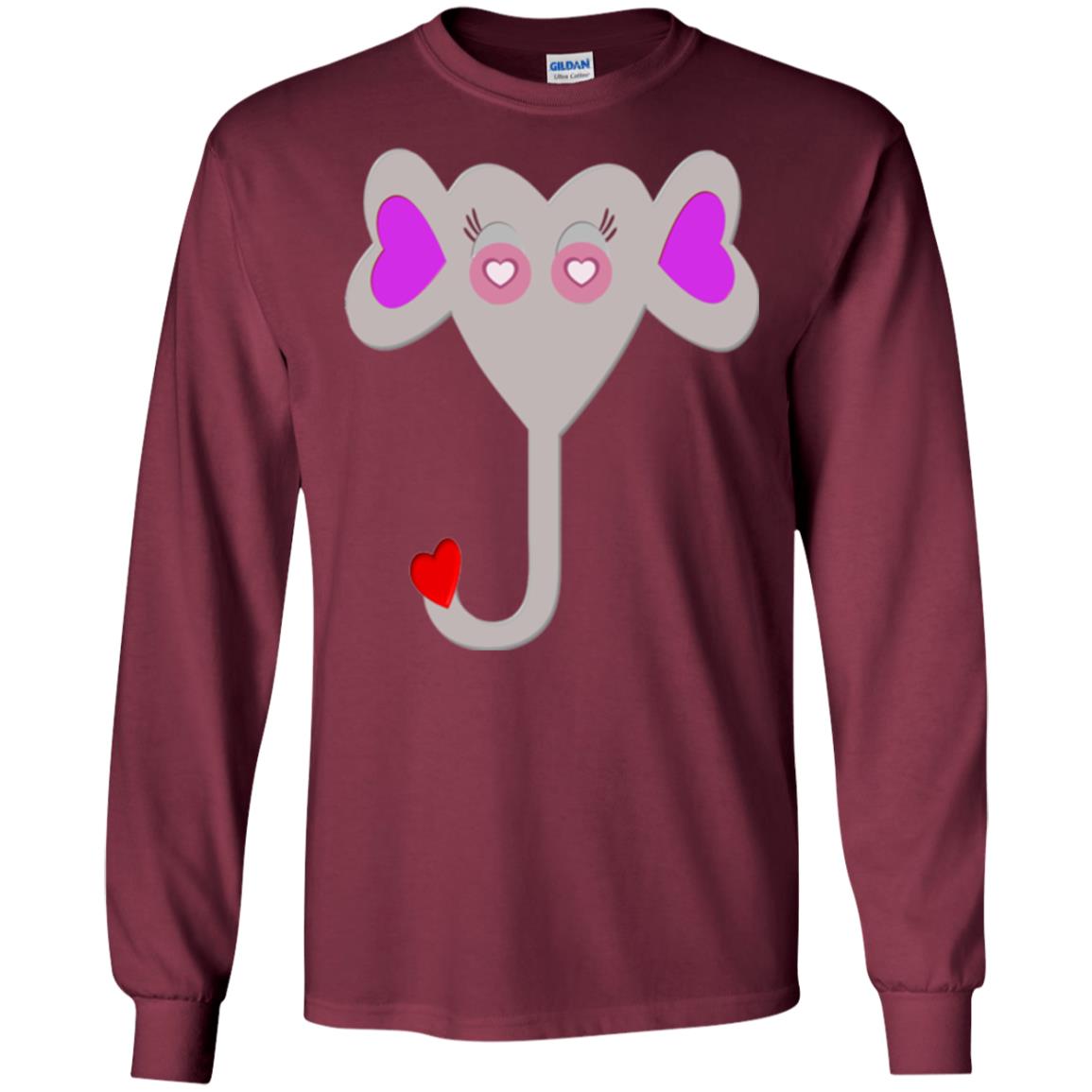 Pajama Plaid Elephant Heart Valentine Day T-shirt Maroon