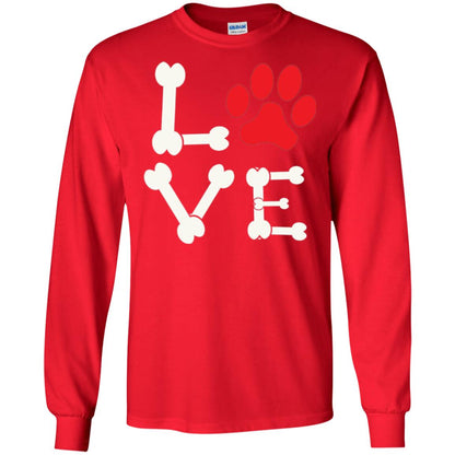 Love My Dog Red Pawprint Dog Bones T-shirt Red