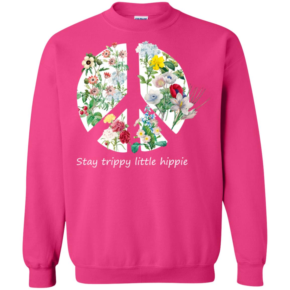 Stay Trippy Little Hippie Peace Sign Shirt Heliconia