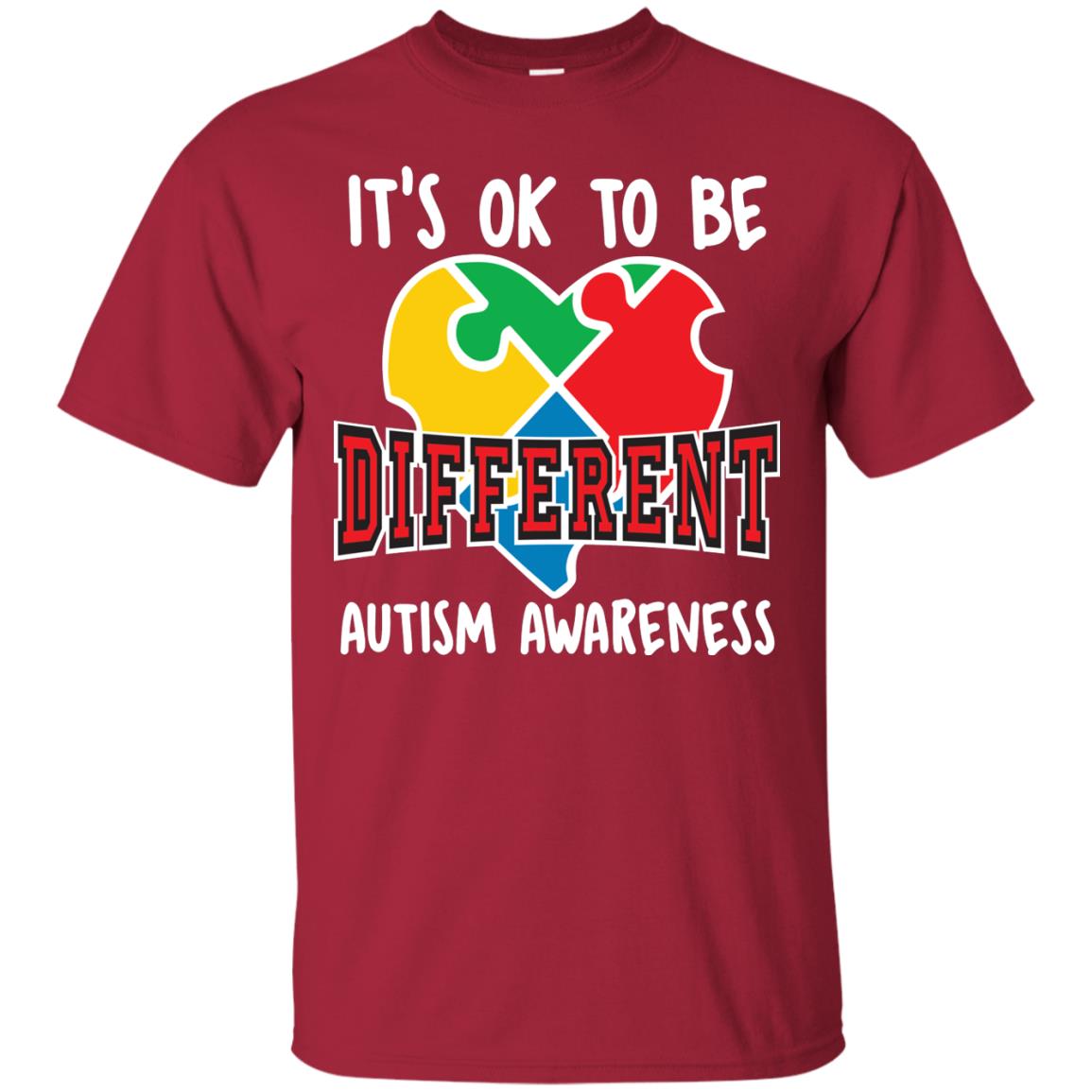 It’s Ok To Be Different Autism Awareness T-shirt Cardinal
