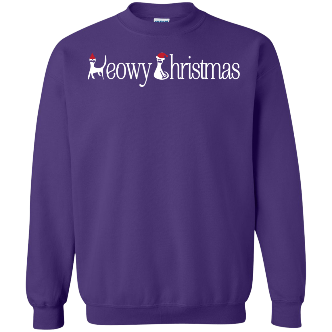 Christmas T-shirt Meowy Christmas Purple
