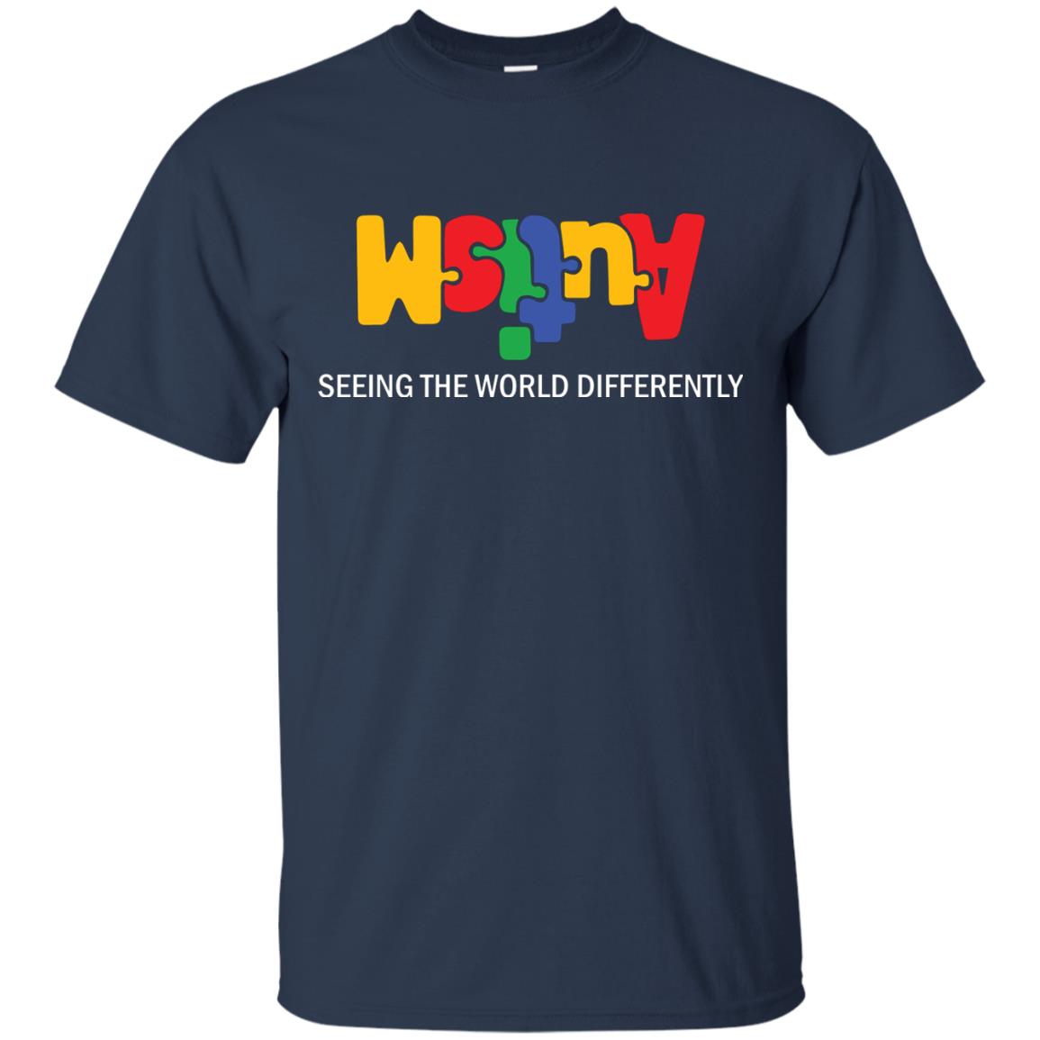 Autism Awareness T-shirt Seeing The World Differently Navy