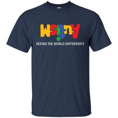 Autism Awareness T-shirt Seeing The World Differently Navy
