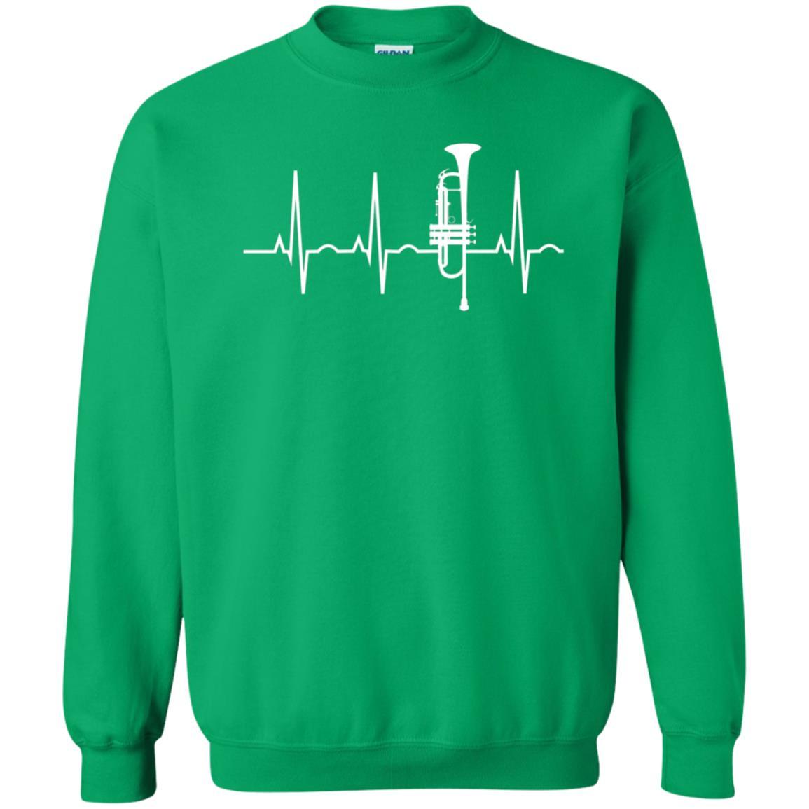 Trumpet Lovers T-Shirt Trumpet Heartbeat Irish Green