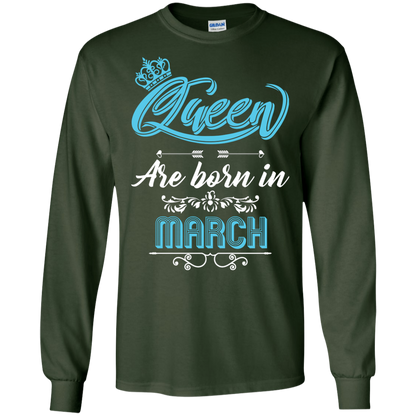 Brithday T-Shirt Queen Are Born In March Forest Green